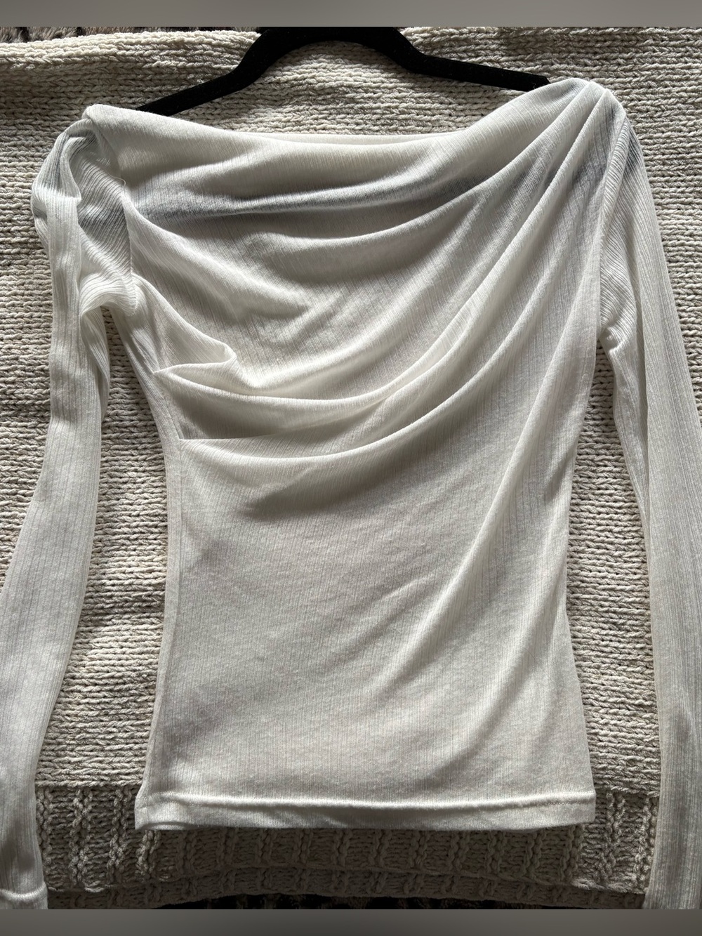 Boat neck Ribbed long sleeve